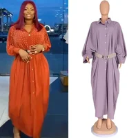 African Dresses for 2025 Elegant Diamonds Women Abaya Dashiki Ankara Boubou Plus Size Dress Belted Kaftan Gown Africa Clothing
