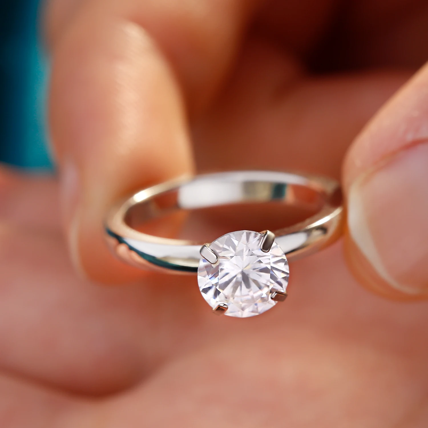 DIY 1.5 CT 솔리테어 약혼 반지 웨딩 밴드 교환 가능한 스테인레스 스틸 라운드 큐빅 지르코니아 약속 반지 그녀를위한