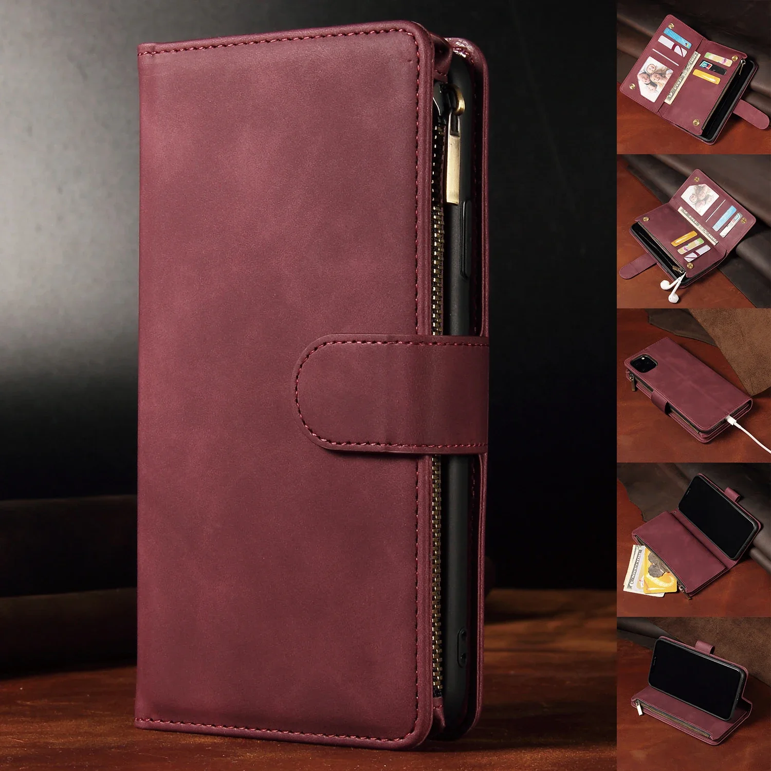 Premium Magnetic Flip Leather Wallet Case with Card Slot