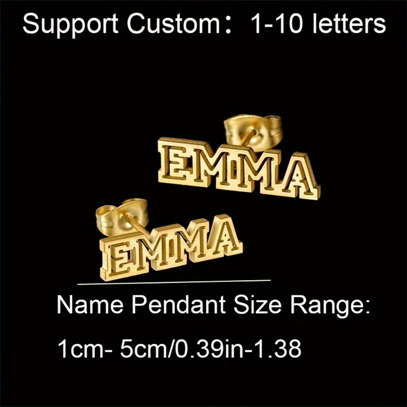 Valentines Day Custom Hollow Earrings Stainless Steel Name Jewelry Image 4