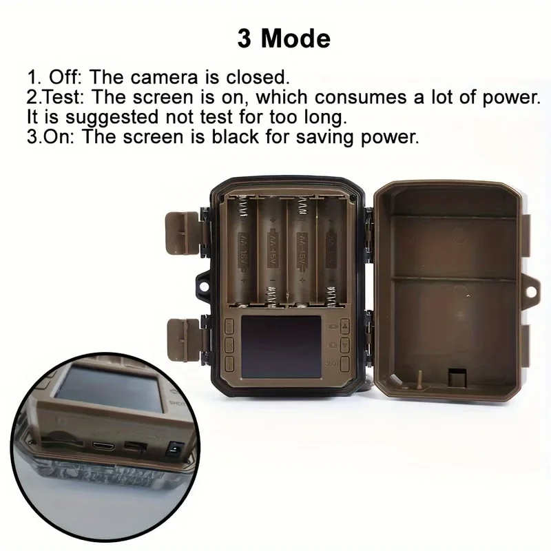 Trail Camera Outdoor Hunting 16MP Wild Animal Detector HD Waterproof Monitoring Infrared Heat Sensing Night Vision