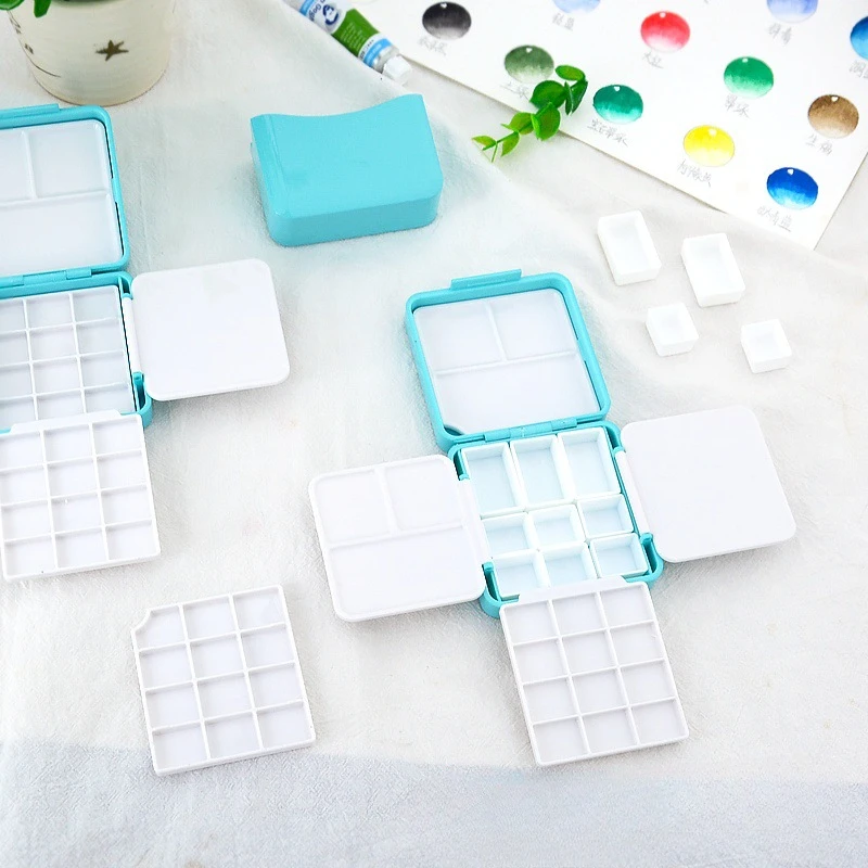 Watercolor Palette Foldable Empty Paint Box Portable Bucket Student Artist Out Sketching Travel paint tray,color palette,watercolor palette