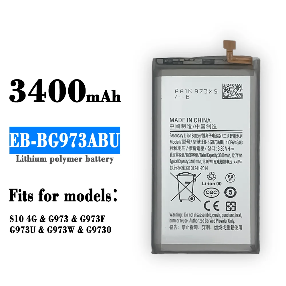 

Orginal EB-BG973ABU 3400mAh Battery For Samsung Galaxy S10 S10 X SM-G9730 SM-G973 G973F G973U G973W Mobile Phone