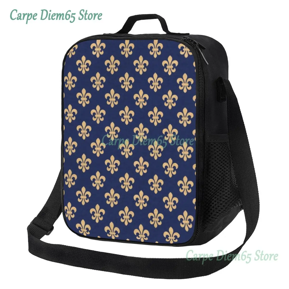 

Chic Fleur De Lis Insulated Lunch Bags for Women Fleur-de-lis Lily Flower Portable Cooler Thermal Food Bento Box Kids School