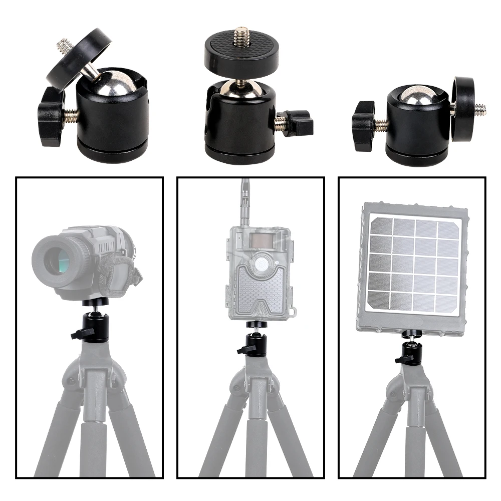 Super Quality 1/4 inch Cameras Tripod Ball Head Mount 3/8 screw Adapter Pure CNC Aluminium Alloy Bracket Holder Cradle