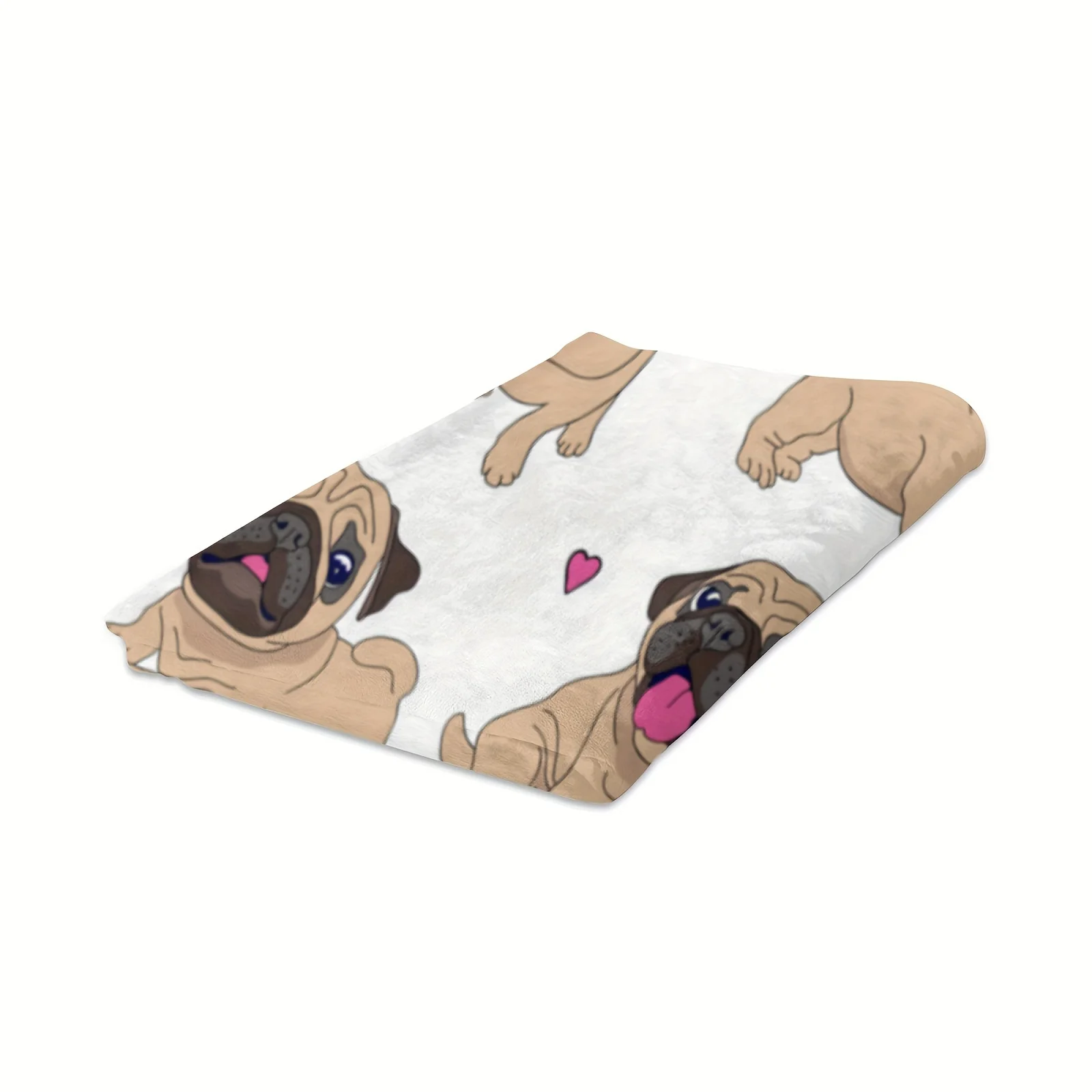 3D 인쇄 퍼그 봉제 담요, 이불 담요, 레트로 사각형 피크닉 부드러운 담요, 홈 장식, 캠핑 용품, 1 개