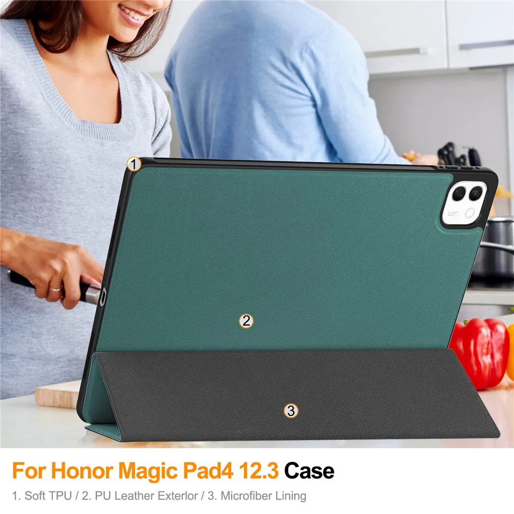 Smart Folding Stand Case with Auto Sleep for Tablets - TPU Protective Cover for 12.3 Devices