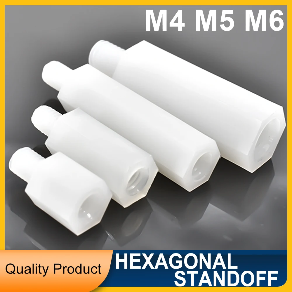 thumbnail image 1 of M4 M5 M6 White Nylon Standoff Hexagonal Hex Spacer For PCB Motherboard Support Column Plastic Spacing Screw bolt length: 30-60mm, 1 of 4
