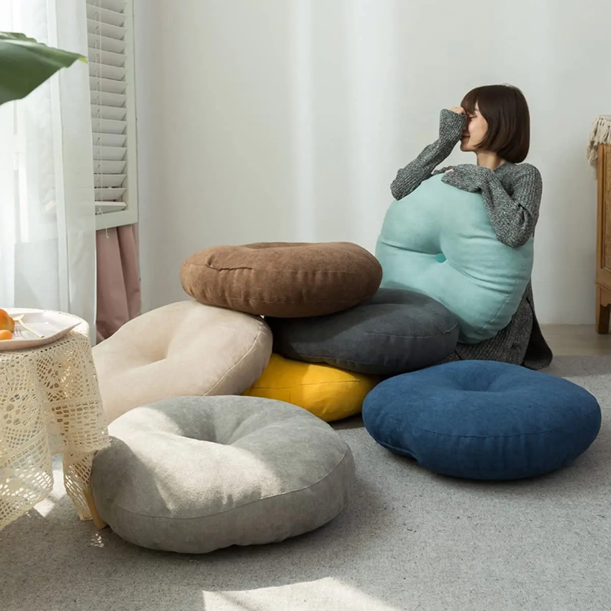 Cuscino per sedile da pavimento grande meditazione Yoga rotondo Tatami tappetini per bambini tappetino Pouf divano sedia letto seggiolino auto cuscini posteriori cuscini