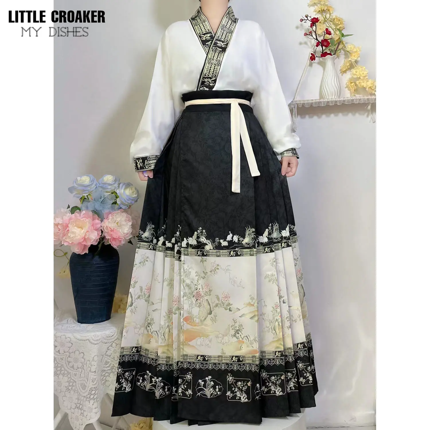 China Hanfu Suit Ming Dynasty Horse-Face Skirt Daily Chinese Style Pleated Mamian Skirt Modern Chinese Style Clothes Set modern office furniture china 4 people office desk workstation office partitions table workstation