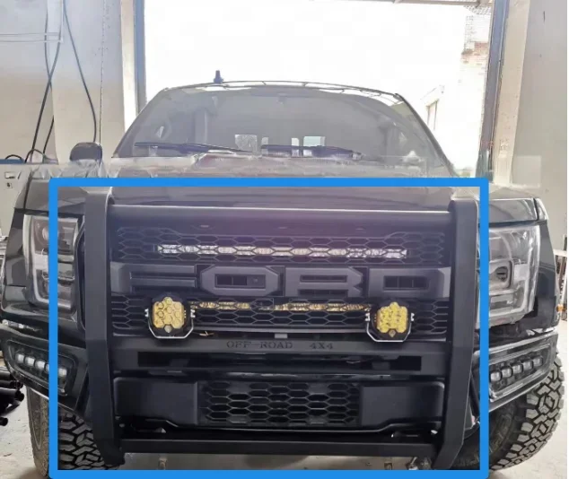 Raptor Conversion Painted Front Bumper Kit Black Steel Sport pursuit bumper with sand bar bumper for 17-20 Ford F150 custom a princely pursuit