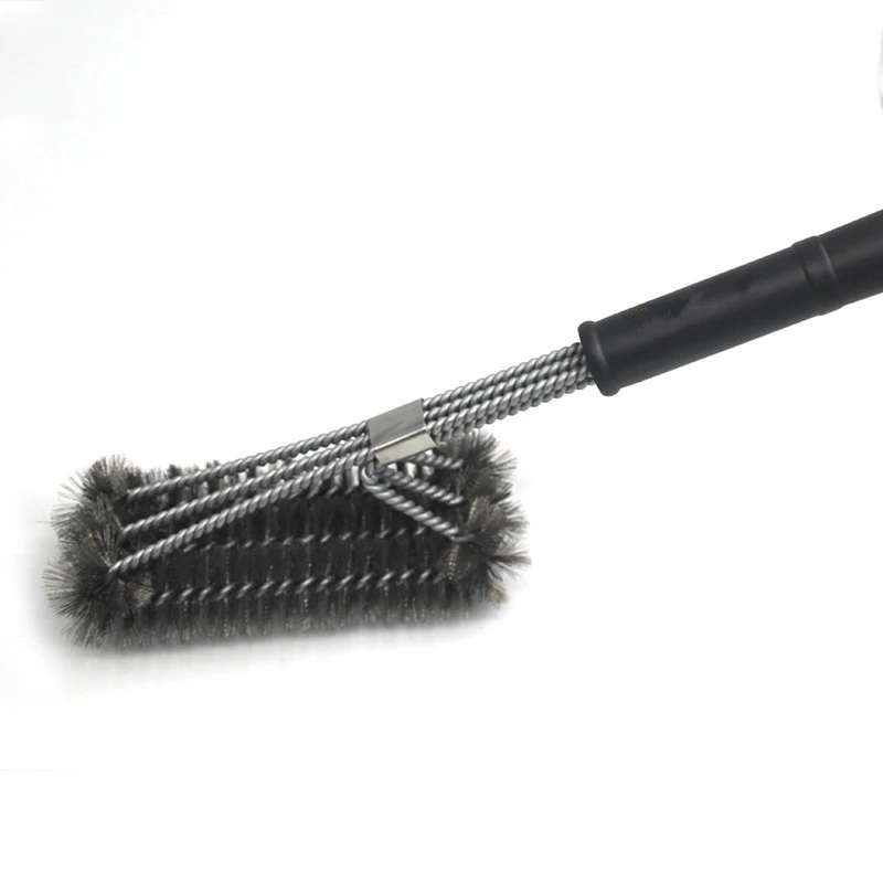 BBQ Grill Brush and Scraper Barbecue Kit Cleaning Brush Stainless Steel Tools Wire Bristles Triangle BBQ Cleaning Supplies