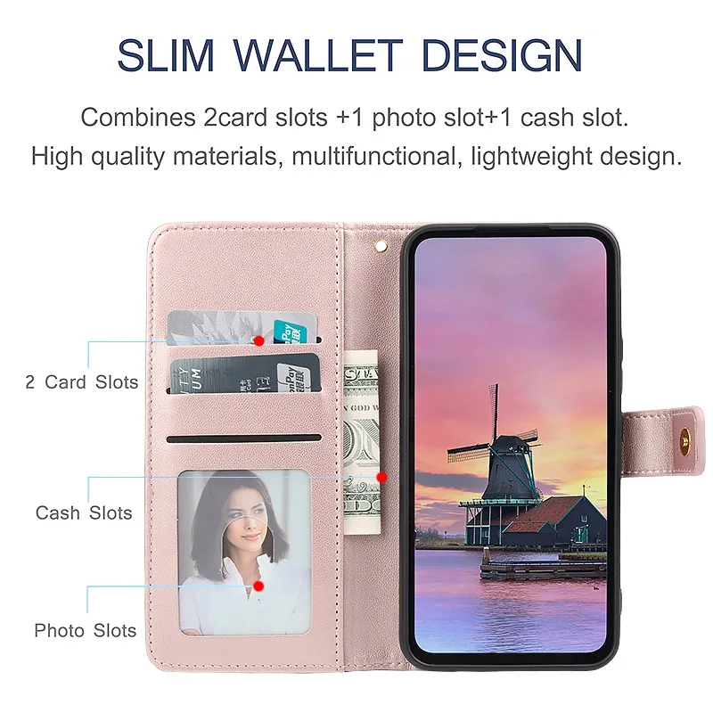 متقلب الجلود قضية الهاتف لسامسونج غالاكسي A17 A07 A55 A54 A53 A52 A35 A34 A25 A14 A15 A12 A16 A06 فتحة للبطاقات غطاء المحفظة