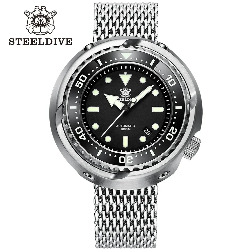 Steeldive SD1978 스테인리스 스틸 케이스, 1000m 방수, 자동 참치 다이빙 시계, 53.6mm 특대, NH35, 신상