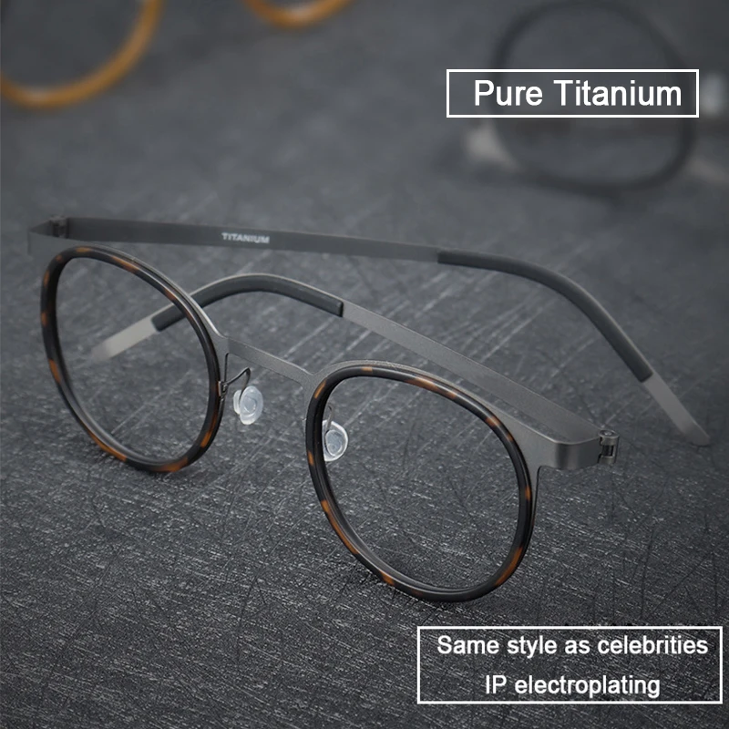 

Denmark Brand Screwless Design Pure Titanium Glasses Mirror Ring Separation Frame Men Myopia Optical Prescription Eyeglasses