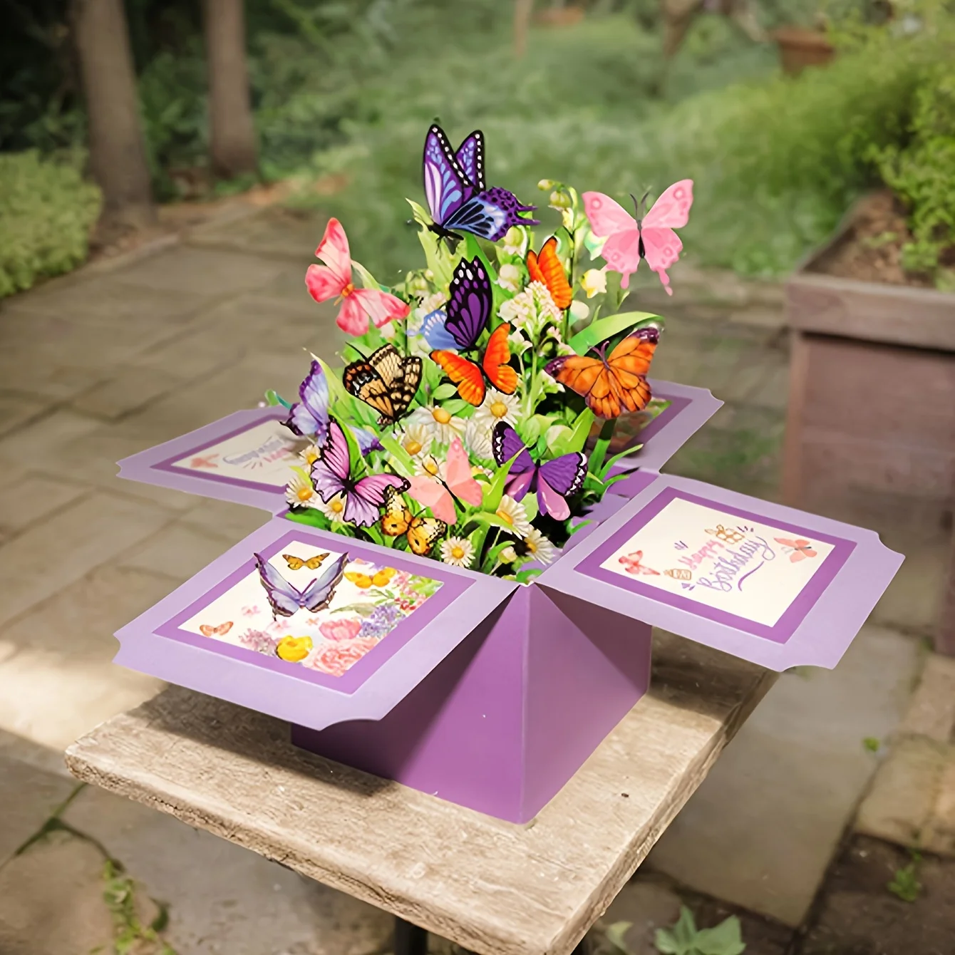 3D Purple Butterfly Gift Box with Greeting Card, 3D Pop-up Design, Ideal Birthday Party Gift for Friends
