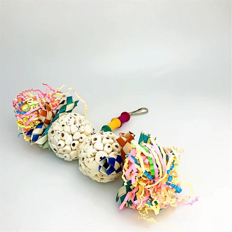 Parrot Chew Toy Foraging Sola Balls Bright Color Shred Paper for Conure Peony