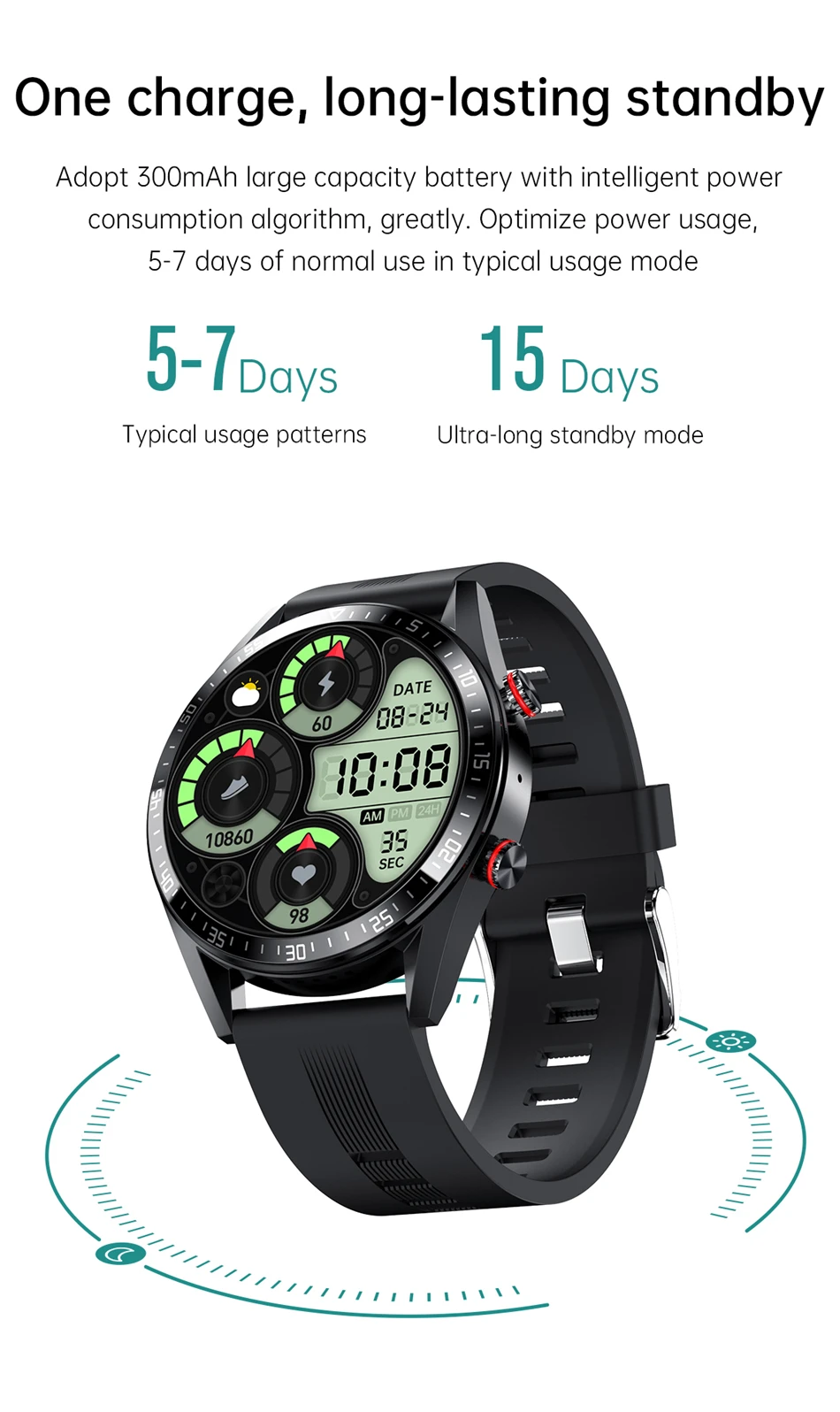2022 New 454*454 AMOLED screen smart watch Always display the time bluetooth call local music Weather smartwatch for men Android