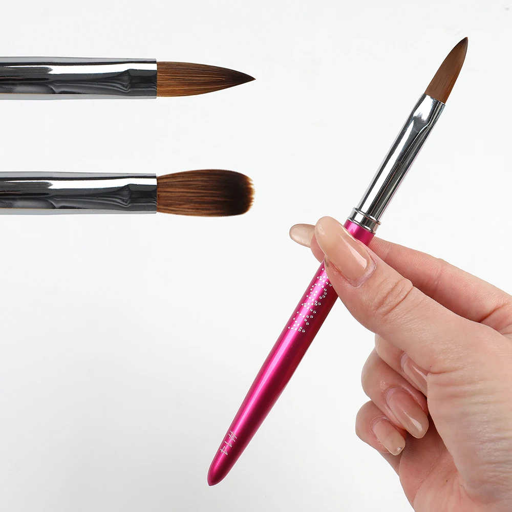 Rose Gold  Acrylic Nail Brush 3D Pure Handmade Nail Brushes For Acrylic Application Professional Nylon Nail Art Brush Set 5