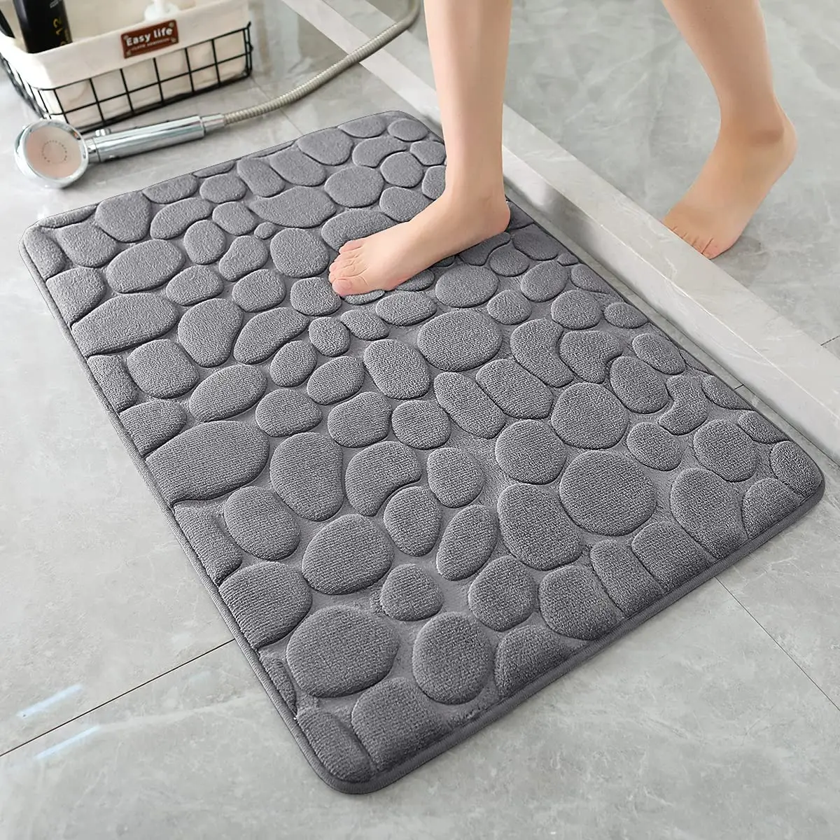 Pebble Embossed Antislip Bath Mat Memory Foam Bathroom Rug Bathtub Side Floor Rugs Super