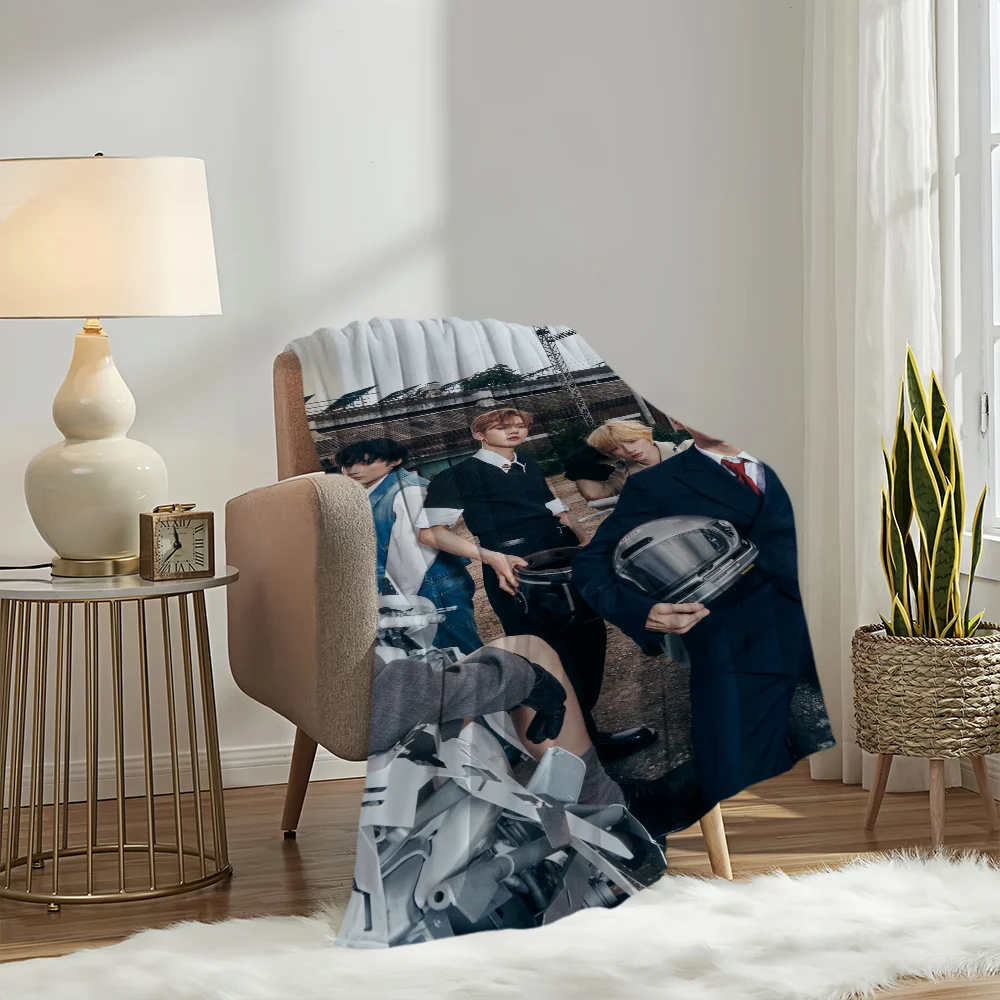 Hot Kpop T-TXT-S Boy Music Blanket Soft Plush Nap Sofa rug for Living Room Warm Blankets Bedroom Birthday Home Travel Kid Gifts 2