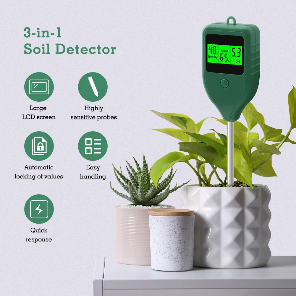 3 in 1 Soil PH Meter Farm Garden Fertility Tester Soil Moisture Test Detector fo