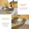 KEMAIDI 16" Gold Bathroom Sink Ceramic Vessel Sinks for Bathrooms Above Counter Bathroom Sink Oval Vessel Sink with Faucet Combo 5
