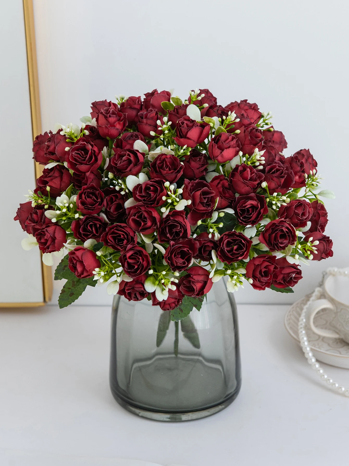 Künstliche Blume, rote Seidenrosen, Brautstrauß, Zuhause, Vase, Tischdekoration, Girlande, Outdoor, Garten, Hof, Hochzeit, DIY-Geschenkbox, Bogen – Detail 8