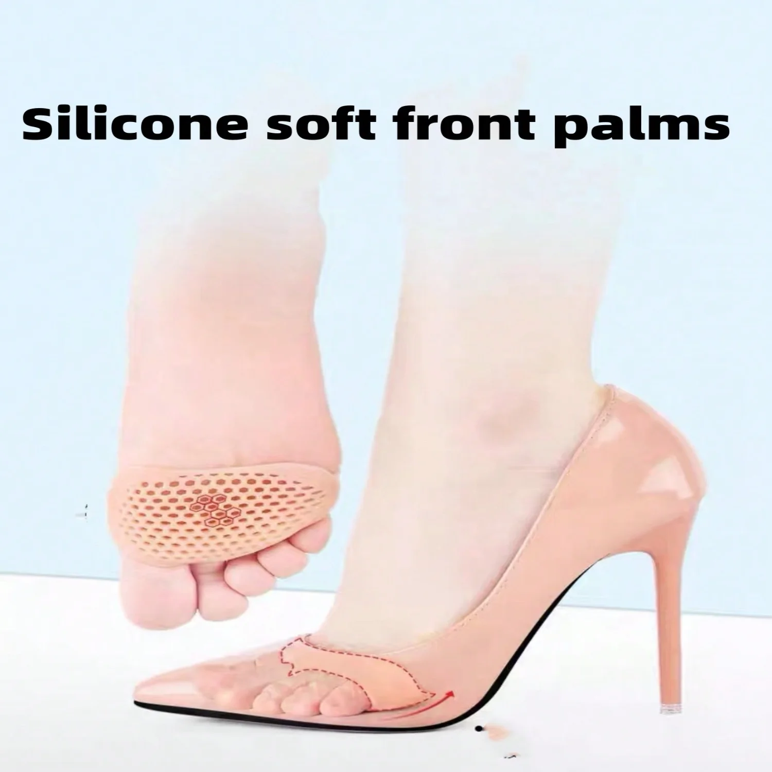1 Pair Silicon Gel Forefoot Pad For Women's High Heels Anti-Slip And Anti-Wear Half Insole Soft And Thick Foot Care Cushion Pa