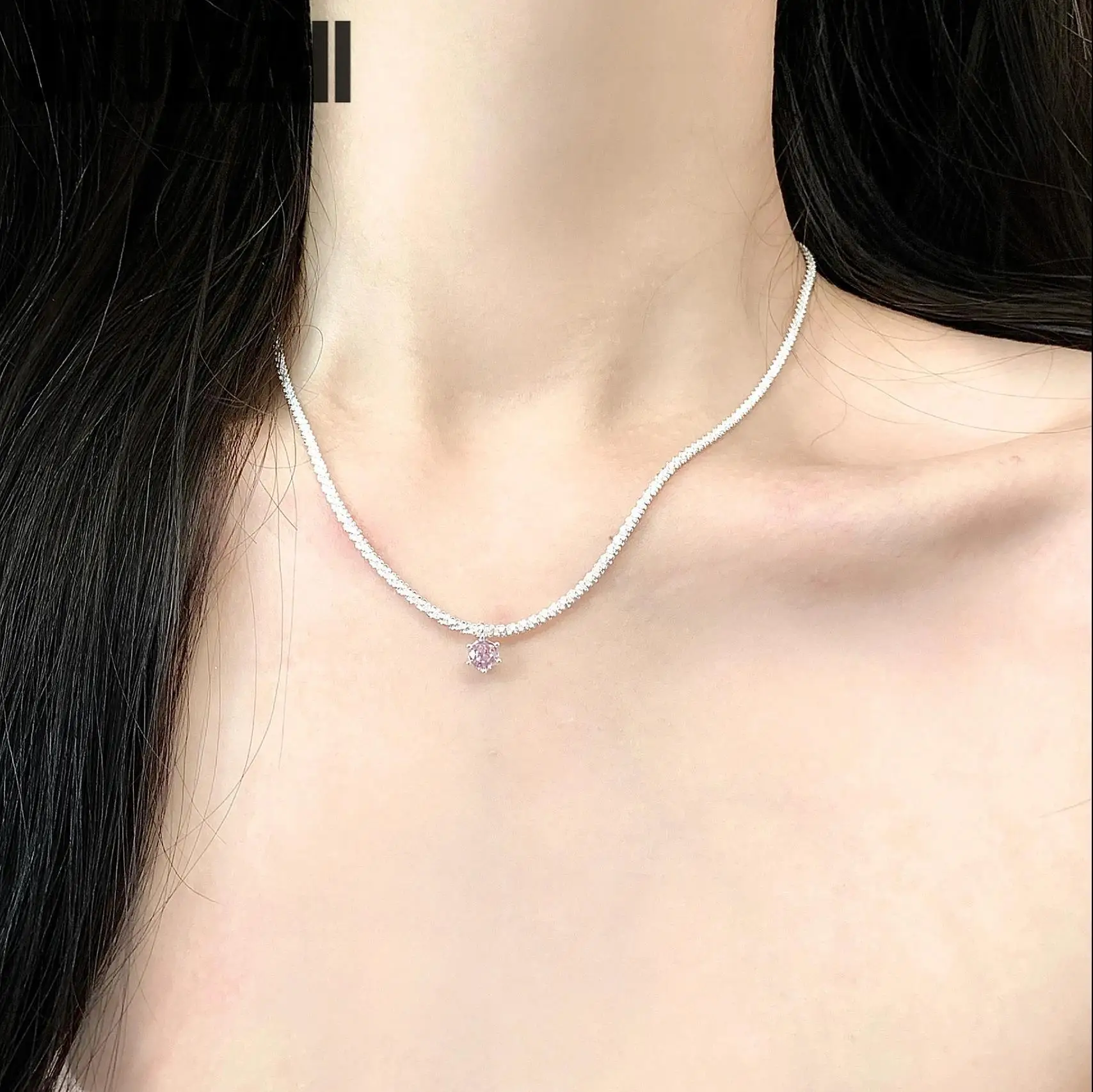 Pendant Necklace Silver Necklace Silver Pendant 925 Sterling Silver Pendant Necklace For Women Single Pendant Inlaid Pink Stone Engagement Wedding Party Silver Jewelry