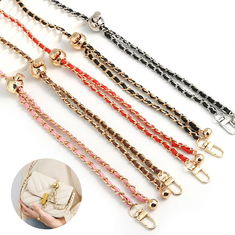 1Pc Purse Chain Strap Crossbody Handbag Chains Replacement Leather Shoulder Bag Chain Straps Chic Golden Ball Bag Accessories