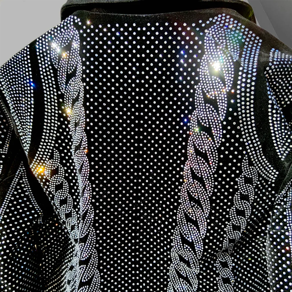 Diamond Rhinestones Jacket Men Top Quality Luxury Hot Drill Punk Club Outfit Jacket Autumn Black Jacket Coat Jaqueta Bomber 2