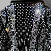 Diamond Rhinestones Jacket Men Top Quality Luxury Hot Drill Punk Club Outfit Jacket Autumn Black Jacket Coat Jaqueta Bomber 2