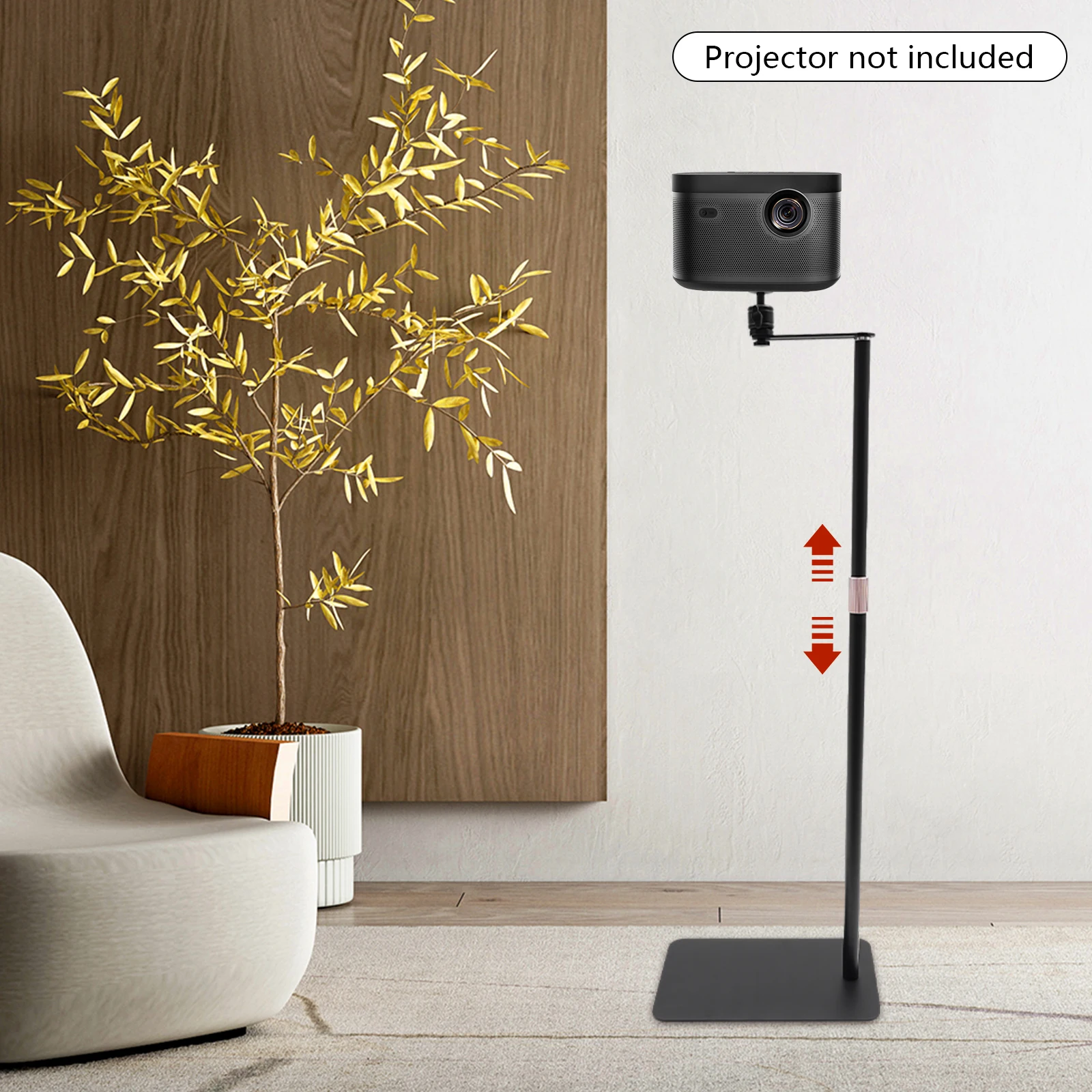 Freestanding Steel Projector Stand| 60-120cm Height Adjustable Rotating Projector Holder for 1/4" Studs Projector