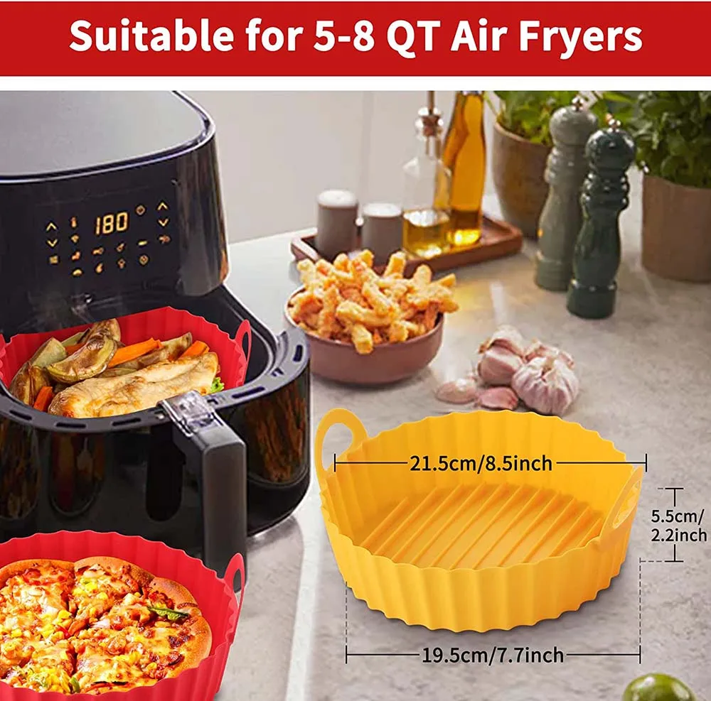 7.7 Inch Foldable Air Fryer Silicone Tray Dish Dual Handles Baking Pan Oven  Pot Plate Liner Air Fryer Accessories For Ninja - AliExpress