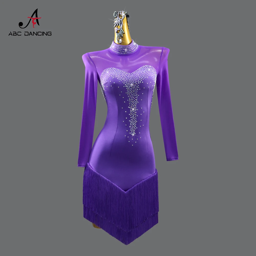 

2024 New Latin Dance Dress Party Suit Women's Skirt Midi Costume Girl Prom Dancewear Line Outfit Sport Clothing Elegant Ballroom