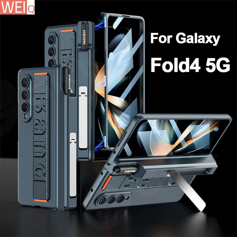 

Оригинальный чехол для Samsung Galaxy Z, складной 4 чехол с магнитным шарниром, держатель для ручек, браслет на запястье, стеклянный чехол для экрана для Galaxy Z, Fold4, ZFOLD4