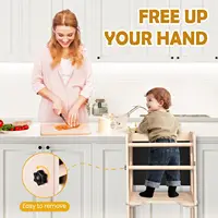 Foldable Wooden Kitchen Step Stool with Blackboard for Toddlers, Convertible Table Chair Set, Safe Gift 5