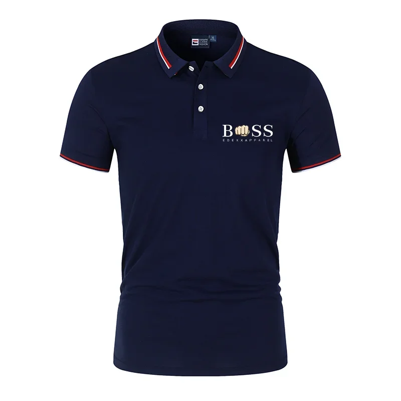 

2024 Summer Men's Business Polo Polo Short Sleeve Outdoor T-shirt Travel Leisure Comfortable Breathable Solid Color Cotton Top