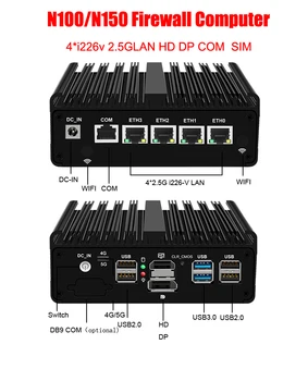 Il più nuovo Intel N150 N100 Firewall Soft Router N6000 J6412 Mini Pokect Computer 4x2.5G i226 LAN Fanless Mini PC pfSense PVE ESXi 1