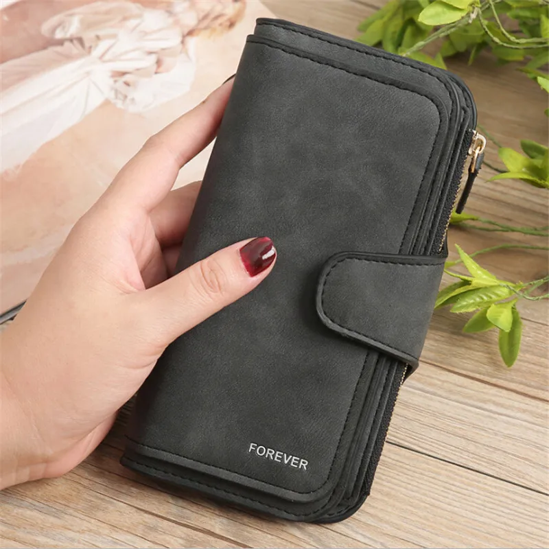 Women Scrub Leather Long Wallet High Quality Ladies Clutch Wallet Lady Purses Large Capacity Wallets Carteira Feminina 5 Choices 5