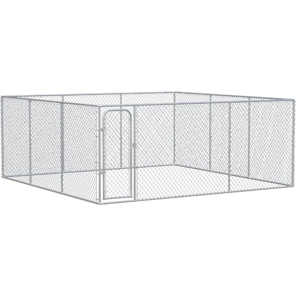Large Dog Kennel Outside, Heavy Duty Dog Cage, Outdoor Fence Run with Galvanized Chain Link, Secure Lock,