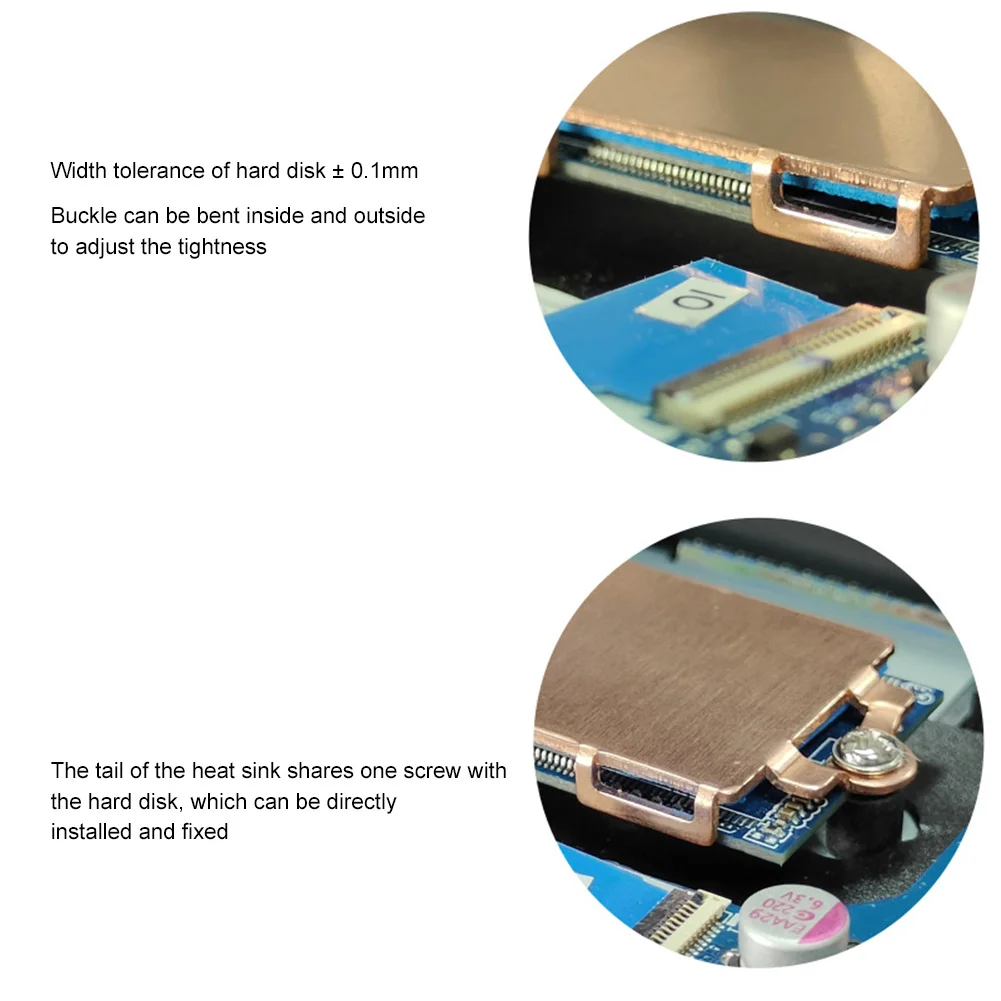 Copper SSD Radiator Heat Sink with Thermal Silicone Pad M.2 SSD Cooler Radiator Replacement Parts Single/Double Sided for Laptop