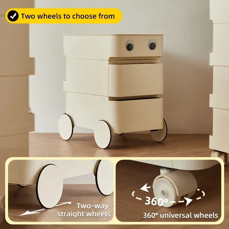 Movable Storage Cabinet Plastic Chest Of Drawers Home Cart Living Room Sofa Sideboard Bedside