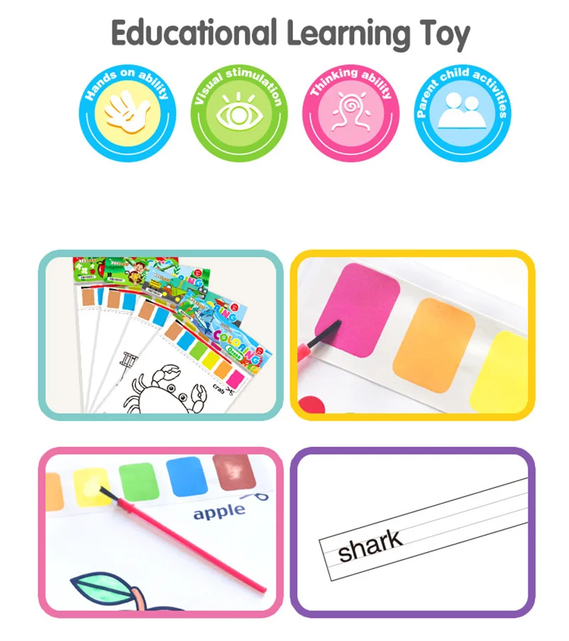 Coloring Books For Kids Watercolor Paper Comes With Paint Portable Children Gouache Art Painting Supplies Artist Tools children painting book 8Page/set