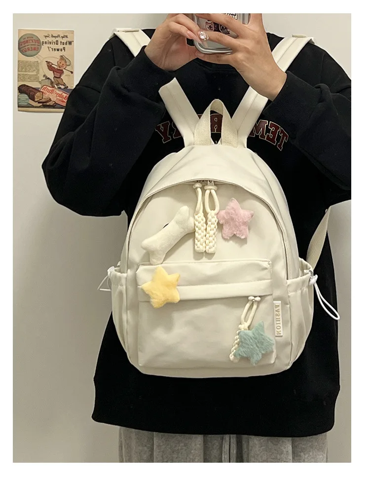 thumbnail image 1 of Mochila de lona de gran capacidad para mujer, morral informal Y2k, bolso de hombro, mochila escolar para adolescentes y niñas, 1 of 5