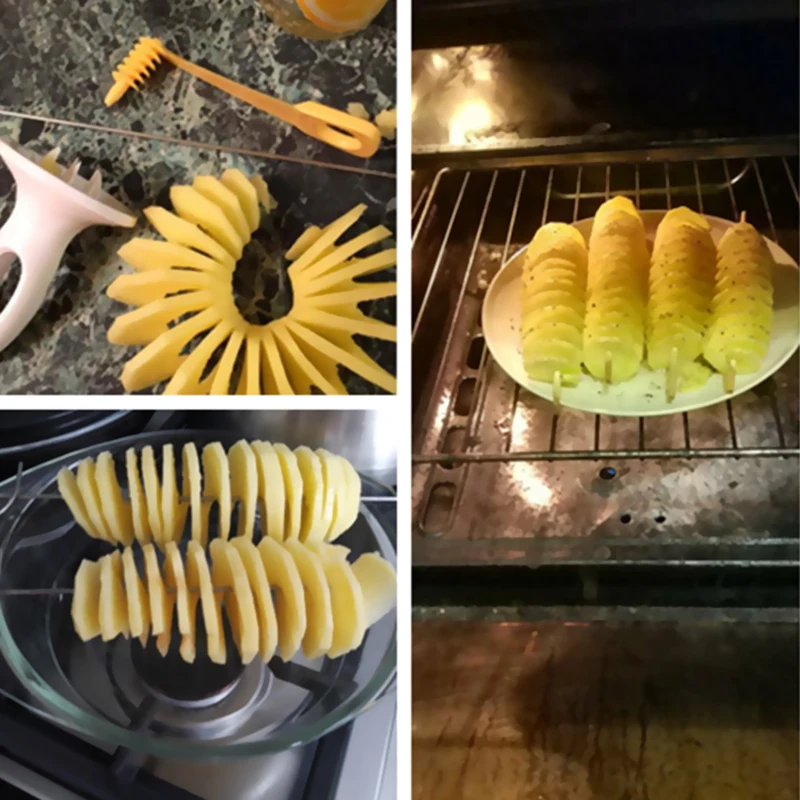 Protable Potato BBQ Skewers for Camping Chips Maker Slicer Potato Spiral Cutter Barbecue Tools Kitchen Accessories Kitchen Gadge