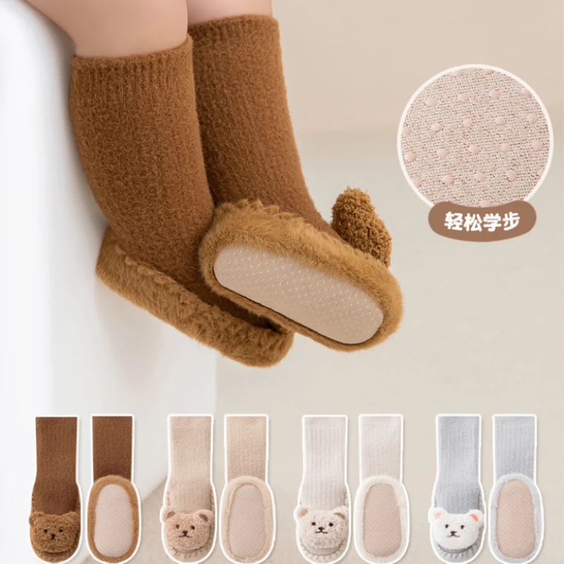 

Newborn Baby Socks Toddler Indoor Sock Shoes Winter Thick Terry Cotton Baby Girl Sock with Rubber Soles Infant Animal Funny Sock