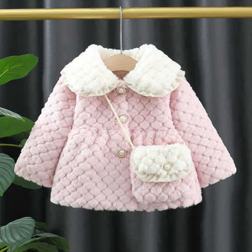 

Шуба из искусственного меха для маленьких девочек, зимняя утепленная одежда для маленьких детей, Рождественская Детская верхняя одежда, куртки, бесплатная доставка