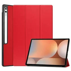 Premium Flip Case with Tri-Folding Stand and Magnetic Smart Cover for S10 Ultra(14.6 inch) (Red)